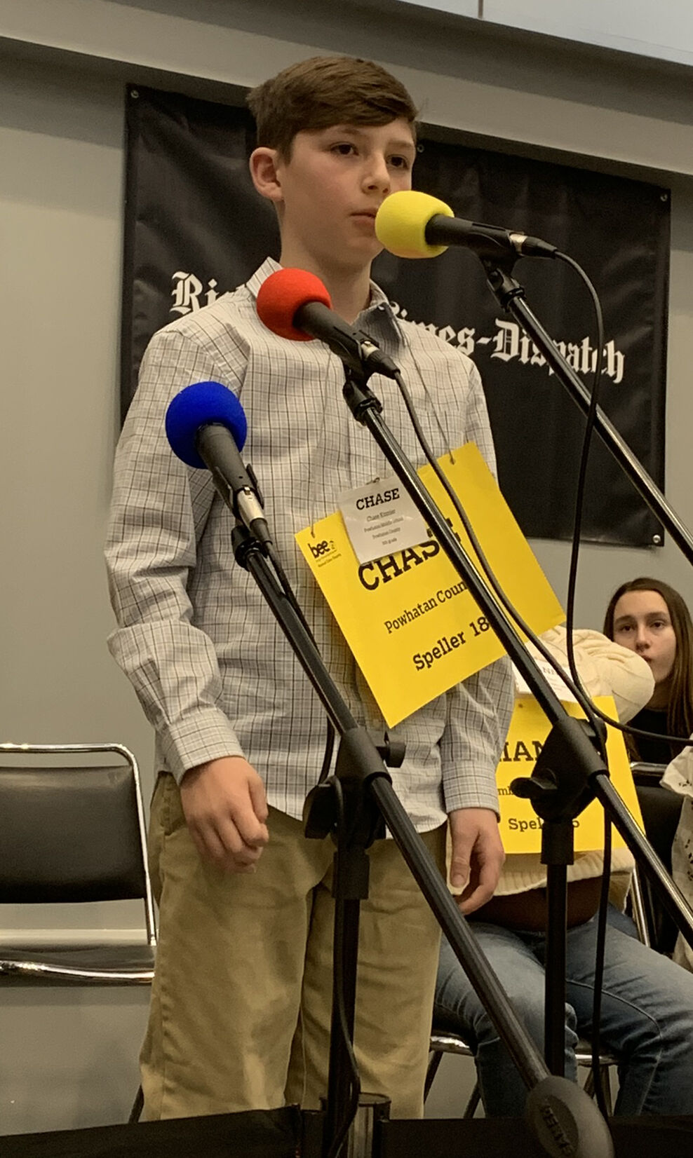 Chase Kinnier competes in regional spelling bee